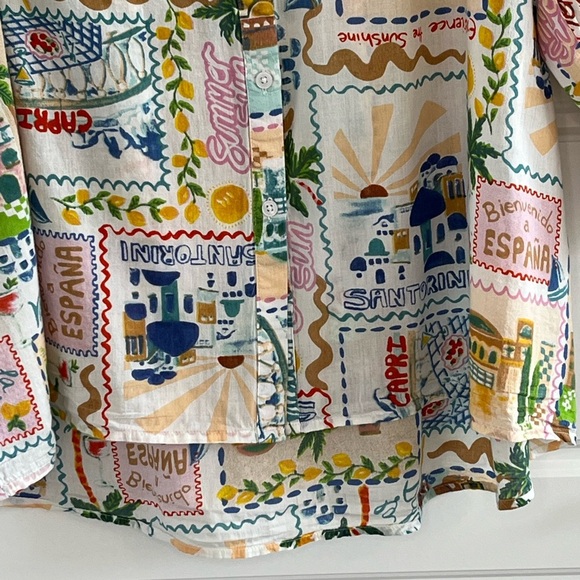 True Destinations Cotton Swim Cover Up Button Up Shirt/Dress Size XL Vacation - Picture 3 of 13